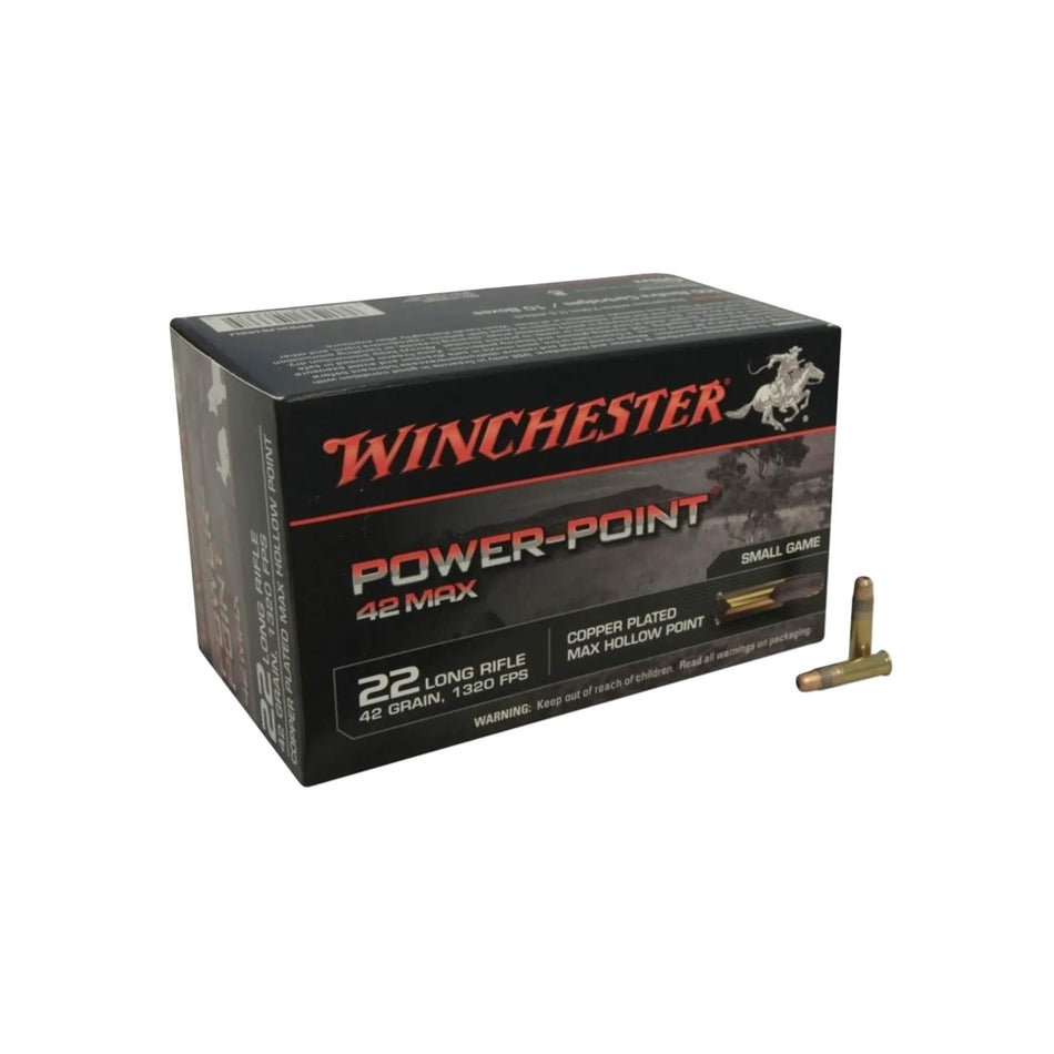 Winchester Power Point Max 22LR 42gr Copper Plated Hollow Point 1320Fps Ammo