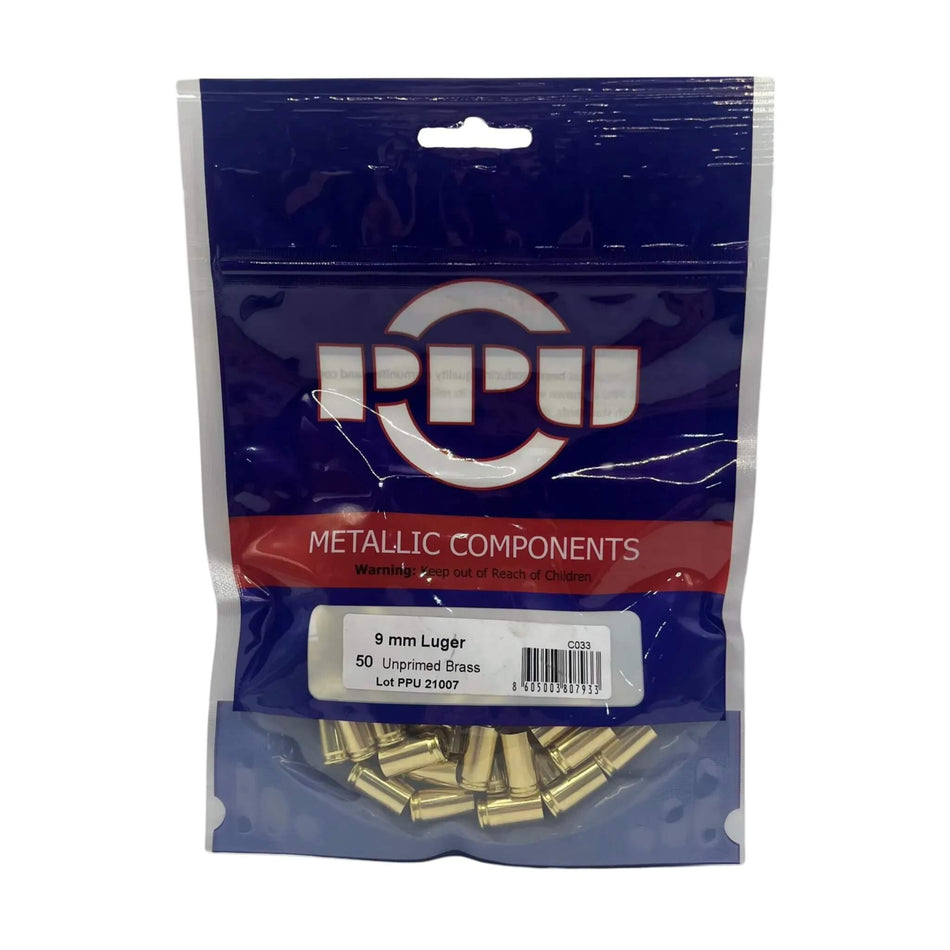 PPU Unprimed Brass - 9mmLuger