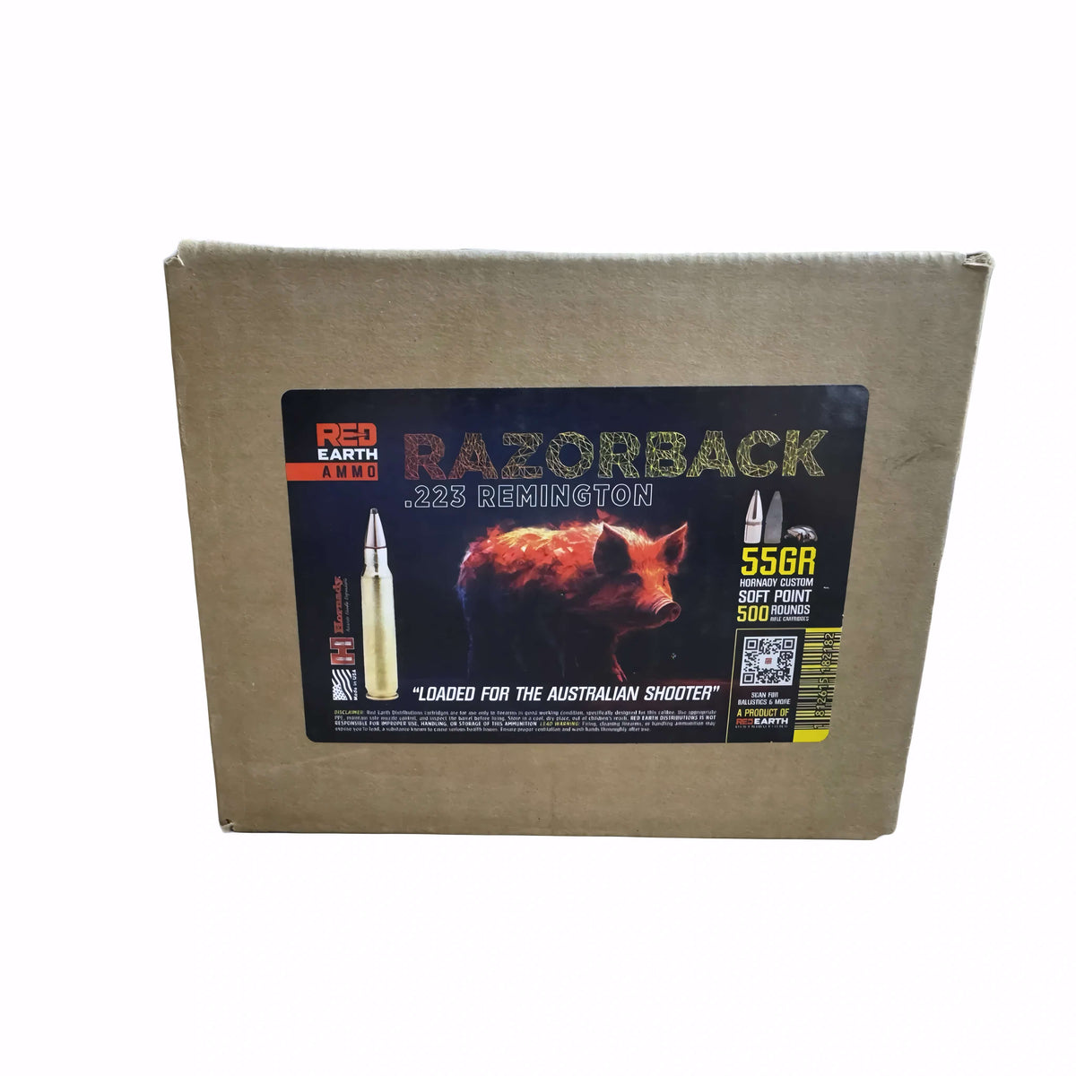 Red Earth Razorback Red Earth Razorback .223Rem 55Grain Hornady Soft Point 3130fps Ammo ...