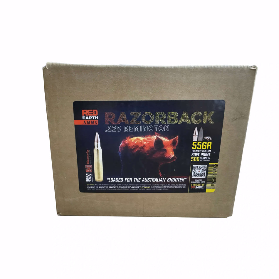 Red Earth Razorback .223Rem 55Grain Hornady Soft Point 3130fps Ammo