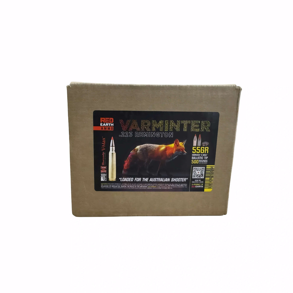 Red Earth Varminter .223Rem 55Grain Hornady V-Max 3166fps Ammo