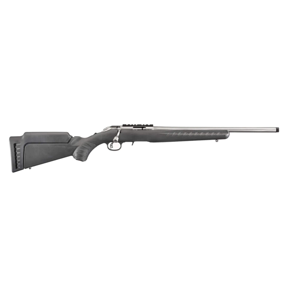 New Ruger American Rimfire Stainless .17HMR RF/BA 9Rnd Mag Threaded 18in.