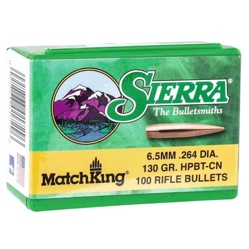 Sierra 6.5mm .264 130gr MatchKing Hollow Point Boat Tail Match Projectiles HPBT-CN