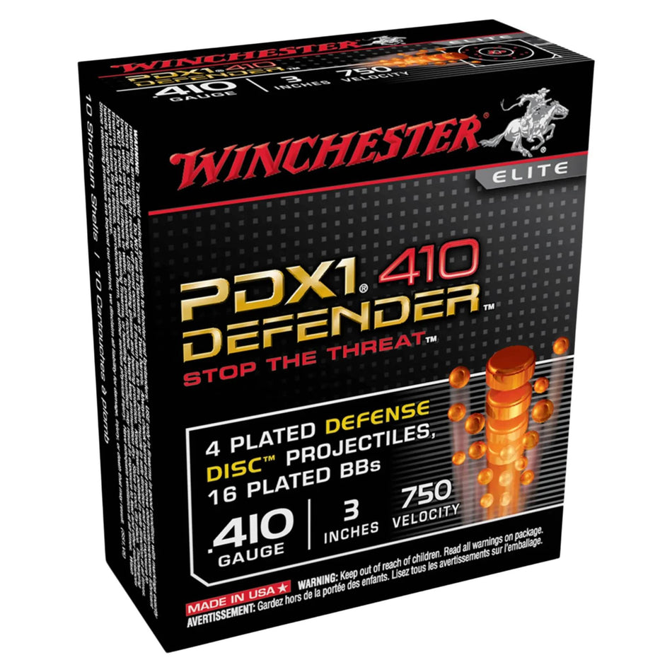 Winchester PDX1 Defender 410Ga 16 Plated BBs/4 Plated Defense Discs Field Load 3in. 750fps Ammo