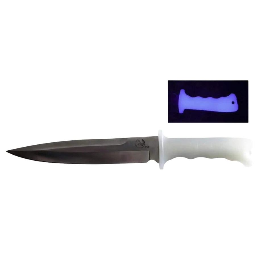 Tassie Tiger Knives Pig Stick Blue Glow Handle With Leather Sheath