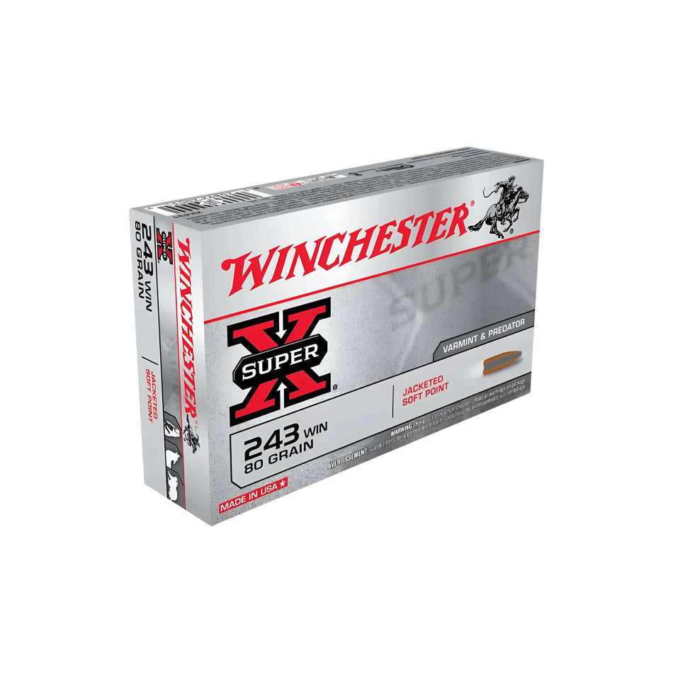 Winchester Super X 243Win 80gr Pointed Soft Point Ammo 3350Fps