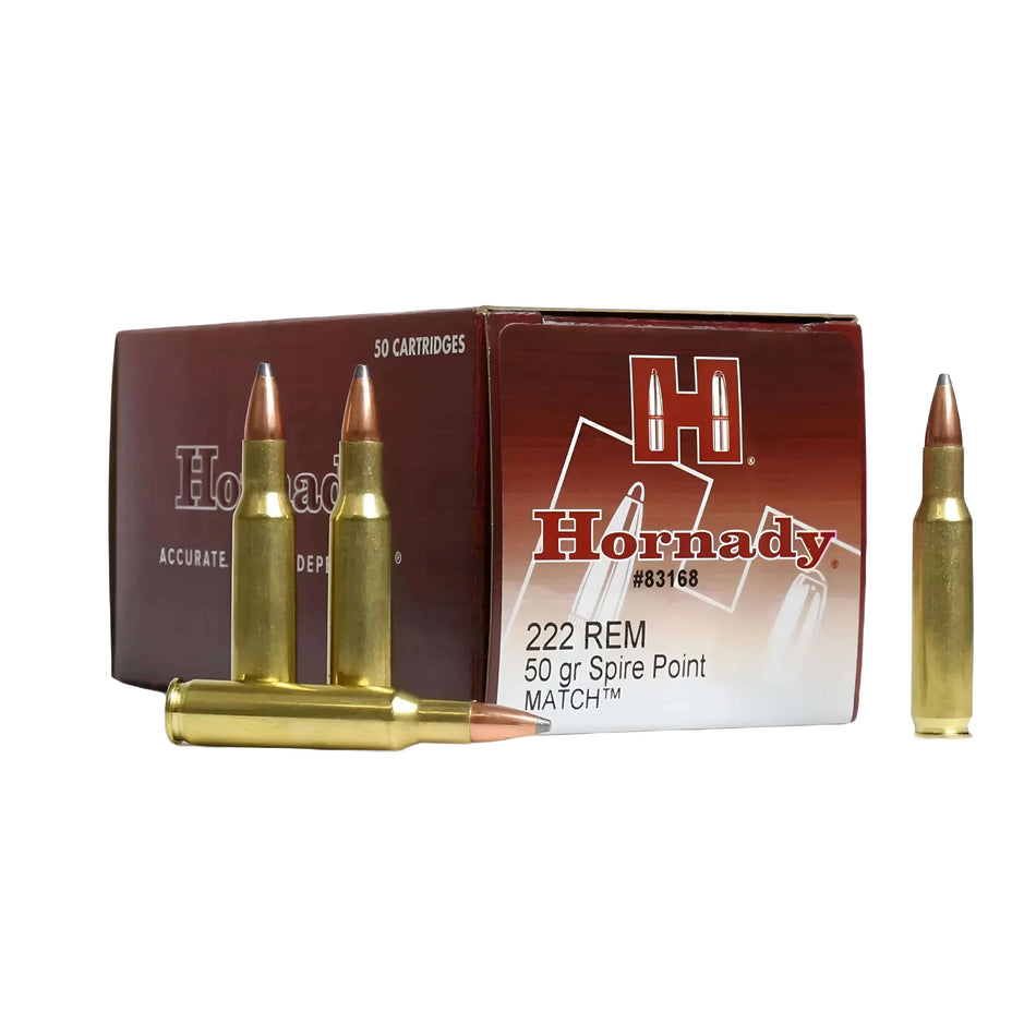 Hornady 222Rem 50Gr Soft Point Match 3120fps Ammo