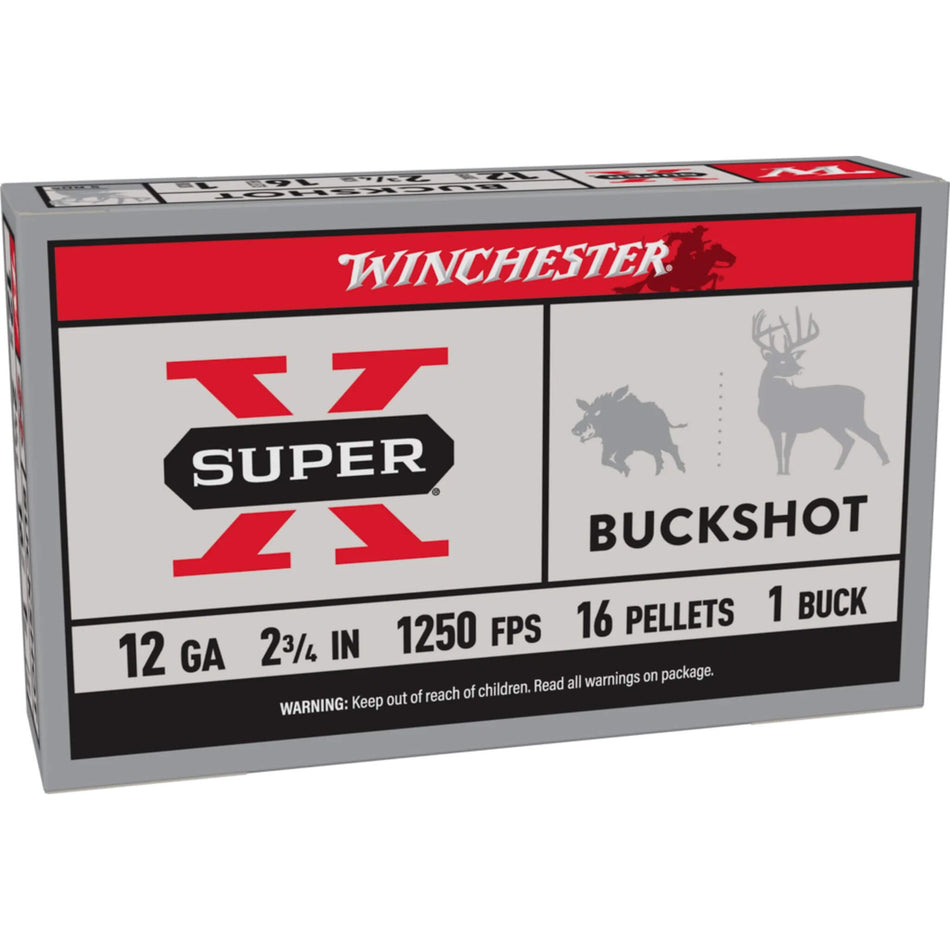 Winchester Buckshot 12Ga 16 Pellet 1 Buck Field Load 2-3/4in. 1250fps Ammo